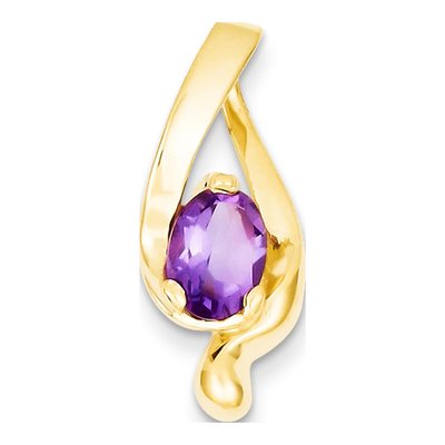14K Yellow Gold Amethyst Oval Slide Pendant