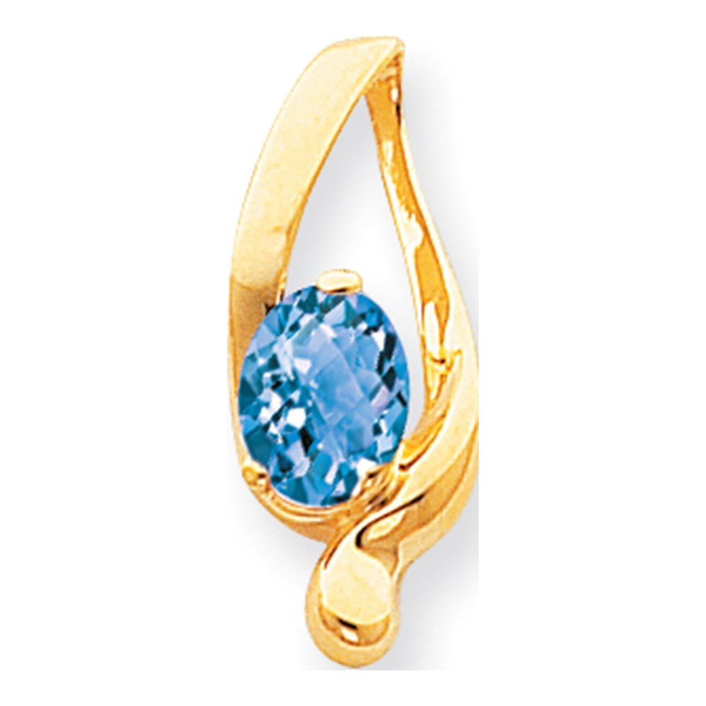 14K Yellow Gold Swiss Blue Topaz Checkerboard Slide Pendant