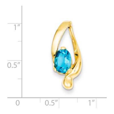 14K Yellow Gold Swiss Blue Topaz Oval Slide Pendant – view 2