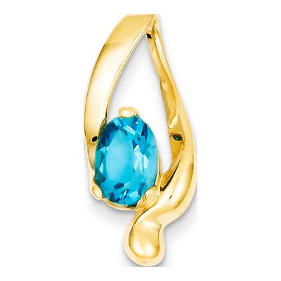 14K Yellow Gold Swiss Blue Topaz Oval Slide Pendant