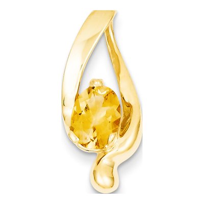14K Yellow Gold Citrine Oval Slide Pendant