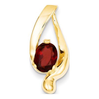 14K Yellow Gold Garnet Oval Slide Pendant