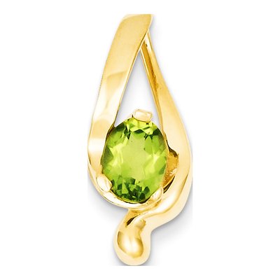 14K Yellow Gold Peridot Oval Slide Pendant
