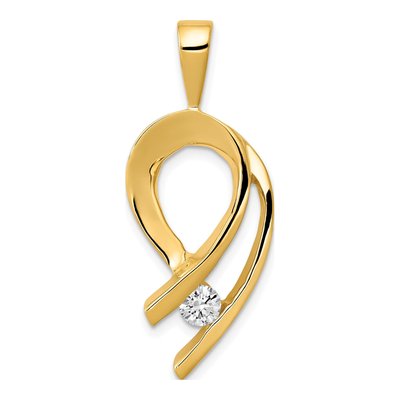 14K Yellow Gold 1/4 ct tw Diamond Slide Pendant