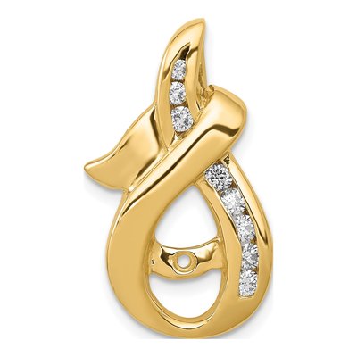 14K Yellow Gold 1/4 ct tw Diamond Slide Pendant Mounting – view 5