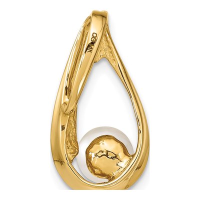 14K Yellow Gold Freshwater Cultured Pearl Slide Pendant – view 4