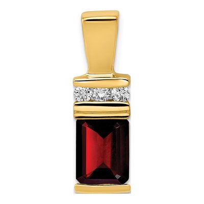 14K Yellow Gold 1/10 ct tw Garnet & Diamond Slide Pendant