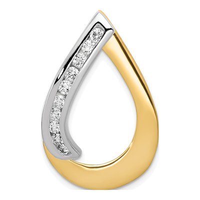 14K Two-Tone Gold 3/8 ct tw Diamond Teardrop Slide Pendant