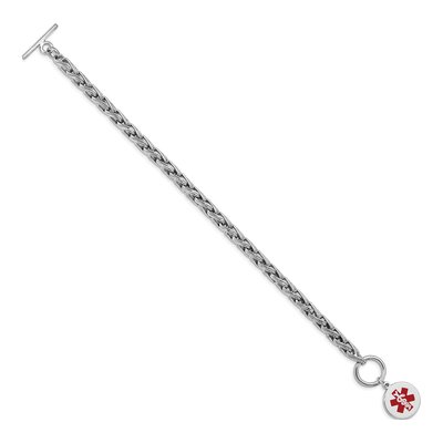 Sterling Silver Enamel Disc Medical ID Bracelet – view 2