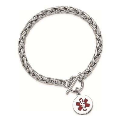 Sterling Silver Enamel Disc Medical ID Bracelet – view 4