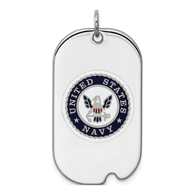 Sterling Silver U.s Navy Dog Tag Pendant