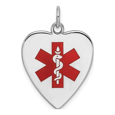 Sterling Silver Heart Medical ID Pendant