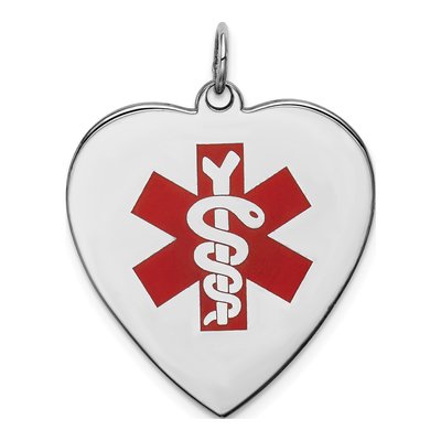 Sterling Silver Medical Alert Heart Pendant