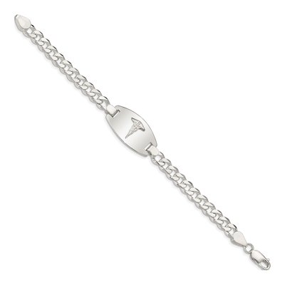 Sterling Silver Medical ID Curb Bracelet – view 3