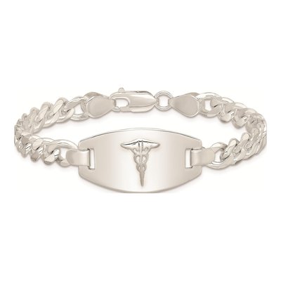 Sterling Silver Medical ID Curb Bracelet – view 5