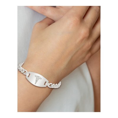 Sterling Silver Medical ID Curb Bracelet – view 6