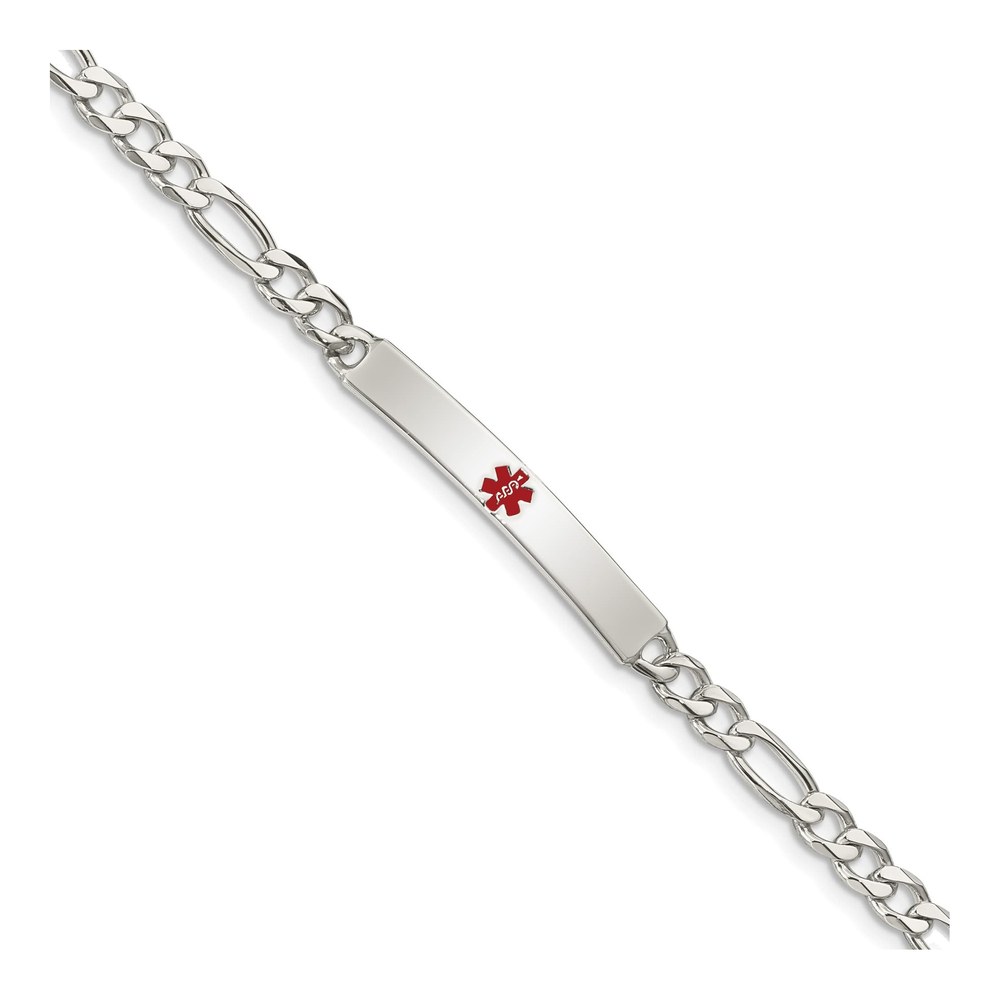 Sterling Silver Medical ID Figaro Bracelet