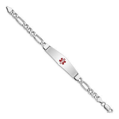 Sterling Silver Medical ID Figaro Bracelet – view 2
