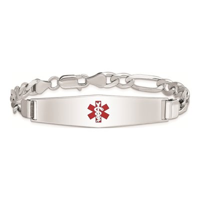Sterling Silver Medical ID Figaro Bracelet – view 3