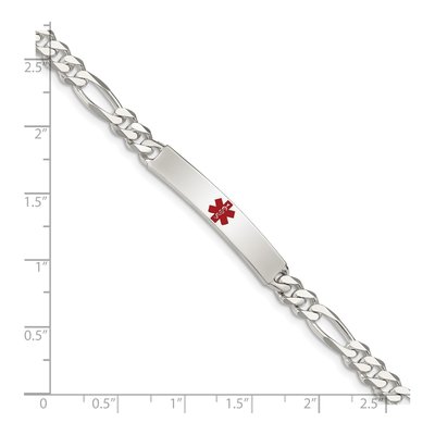 Sterling Silver Medical ID Figaro Bracelet – view 5