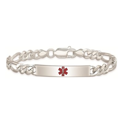 Sterling Silver Medical ID Figaro Bracelet – view 4