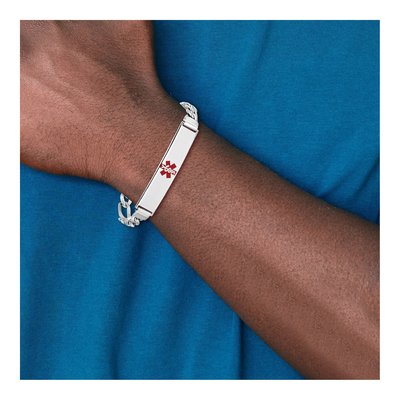 Sterling Silver Medical ID Figaro Bracelet – view 6