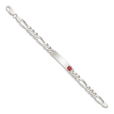 Sterling Silver Medical ID Figaro Bracelet – view 3