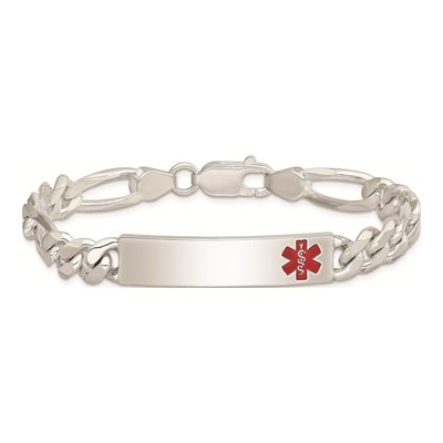 Sterling Silver Medical ID Figaro Bracelet – view 4