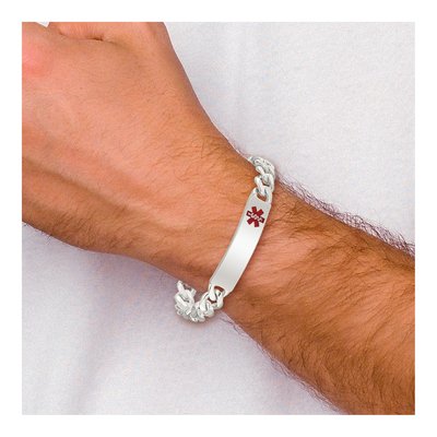Sterling Silver Medical ID Curb Bracelet – view 6