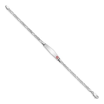 Sterling Silver Medical ID Figaro Bracelet – view 2
