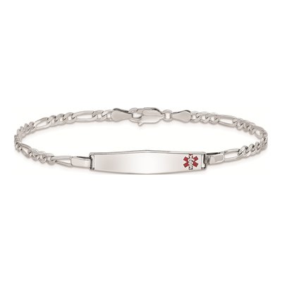 Sterling Silver Medical ID Figaro Bracelet – view 3
