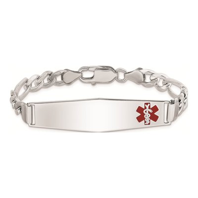 Sterling Silver Medical ID Figaro Bracelet – view 4
