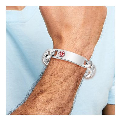 Sterling Silver Medical ID Curb Bracelet – view 5