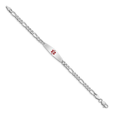 Sterling Silver Medical ID Figaro Bracelet – view 3