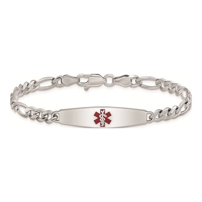 Sterling Silver Medical ID Figaro Bracelet – view 4