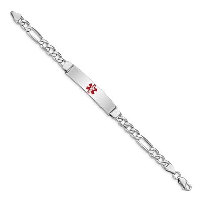 Sterling Silver Medical ID Figaro Bracelet – view 2