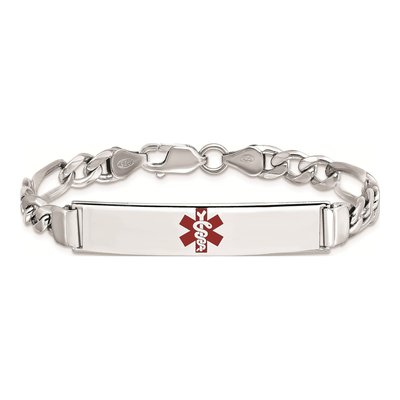 Sterling Silver Medical ID Figaro Bracelet – view 3