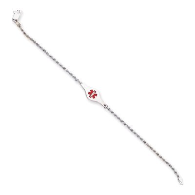 Sterling Silver Medical ID Rope Bracelet – view 3