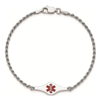 Sterling Silver Medical ID Rope Bracelet – view 5
