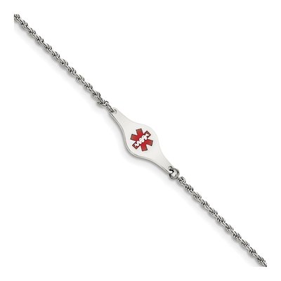 Sterling Silver Medical ID Rope Bracelet