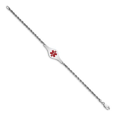 Sterling Silver Medical ID Rope Bracelet – view 2
