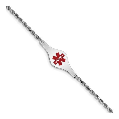 Sterling Silver Medical ID Rope Bracelet