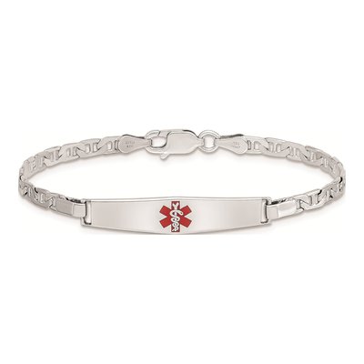 Sterling Silver Kids' Medical ID Anchor Bracelet – view 3