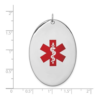 Sterling Silver Oval Medical ID Pendant – view 5