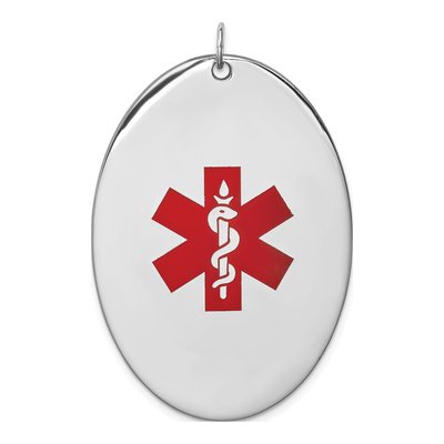 Sterling Silver Oval Medical ID Pendant
