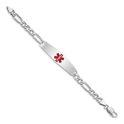 Sterling Silver Medical ID Figaro Bracelet – view 2
