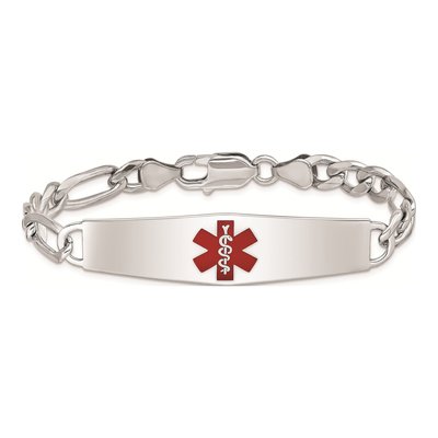 Sterling Silver Medical ID Figaro Bracelet – view 3