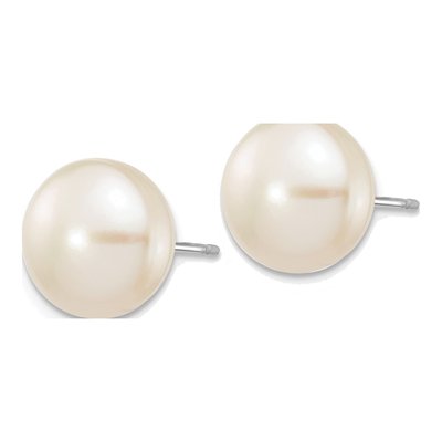 14K White Gold Freshwater Cultured Pearl Button Stud Earrings – view 3