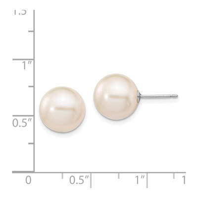 14K White Gold Round Freshwater Cultured Pearl Stud Earrings – view 4