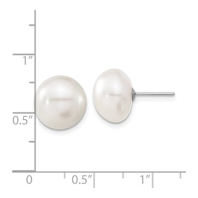 14K White Gold Freshwater Cultured Pearl Button Stud Earrings – view 4